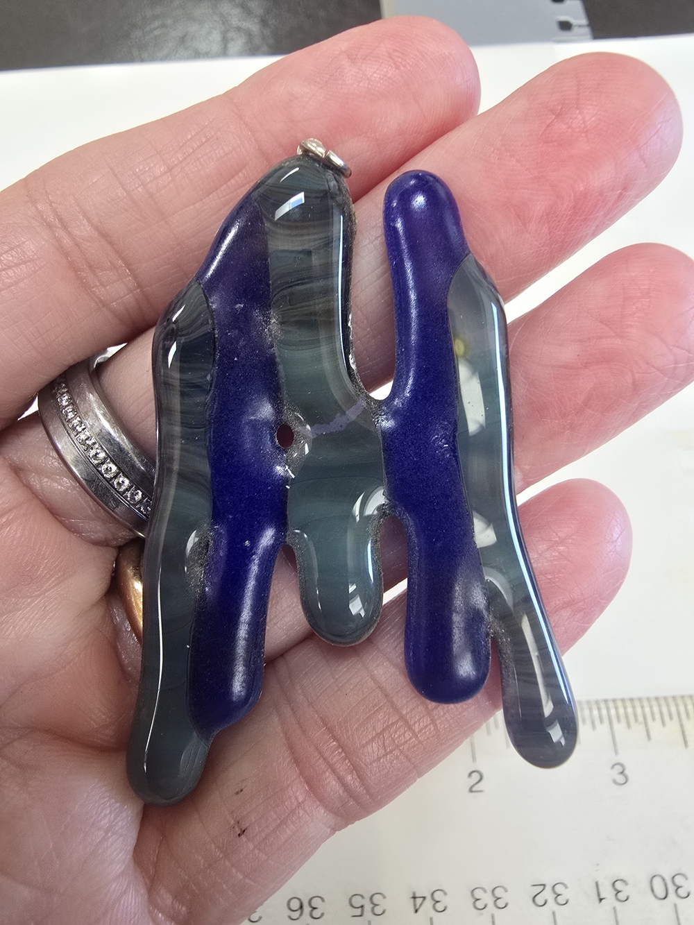 Handmade Blue Drip Glass Pendant Necklace